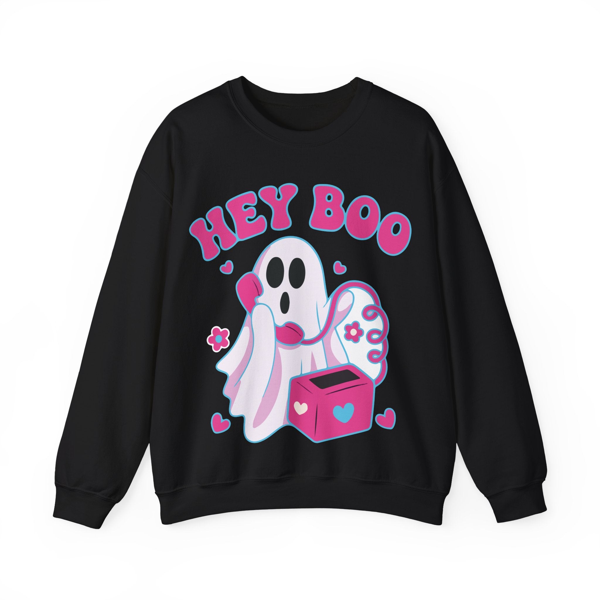 Cute Ghost 'Hey Boo' Crewneck Sweatshirt for Halloween