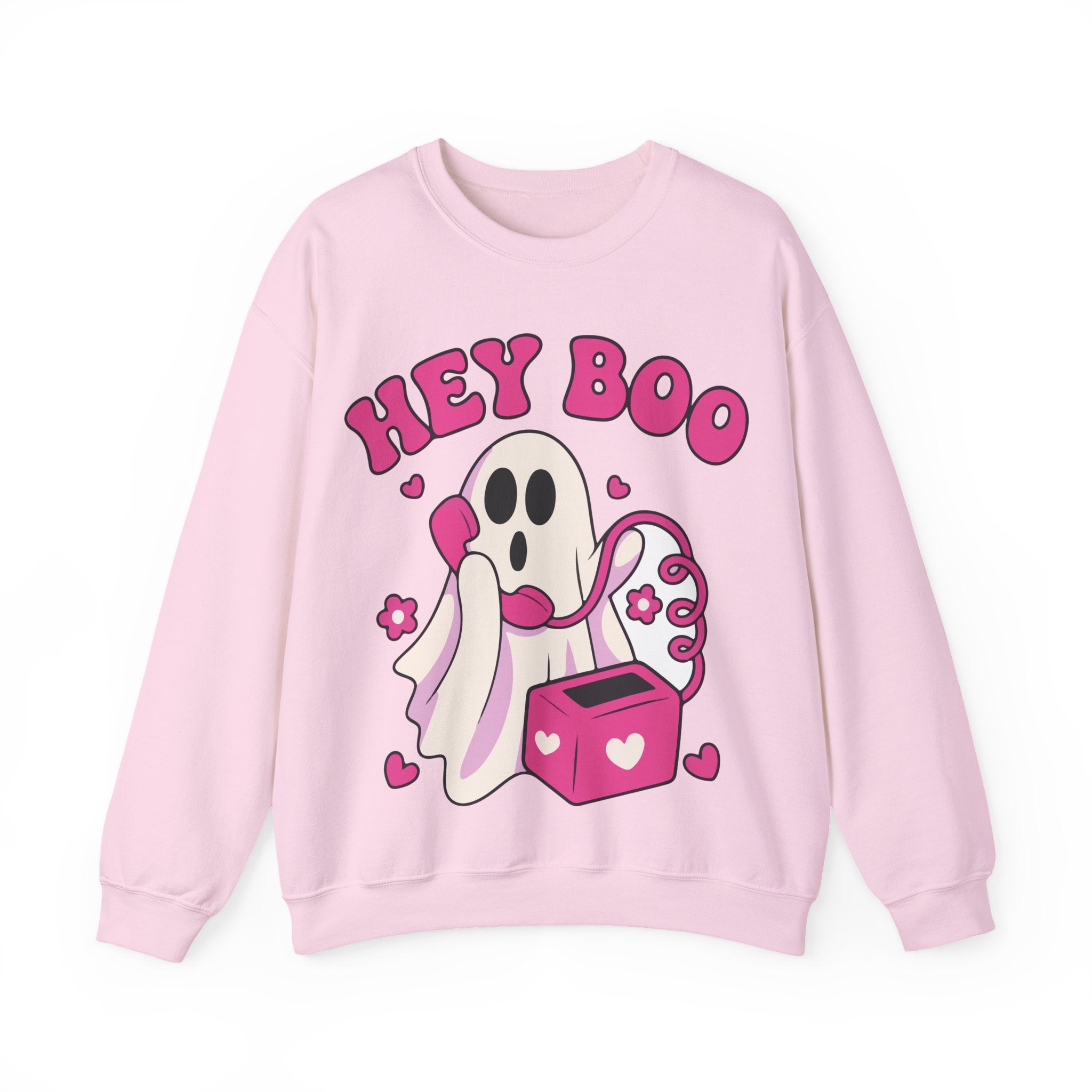Cute Ghost 'Hey Boo' Crewneck Sweatshirt for Halloween