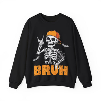 Cool Skeleton "BRUH" Crewneck Sweatshirt